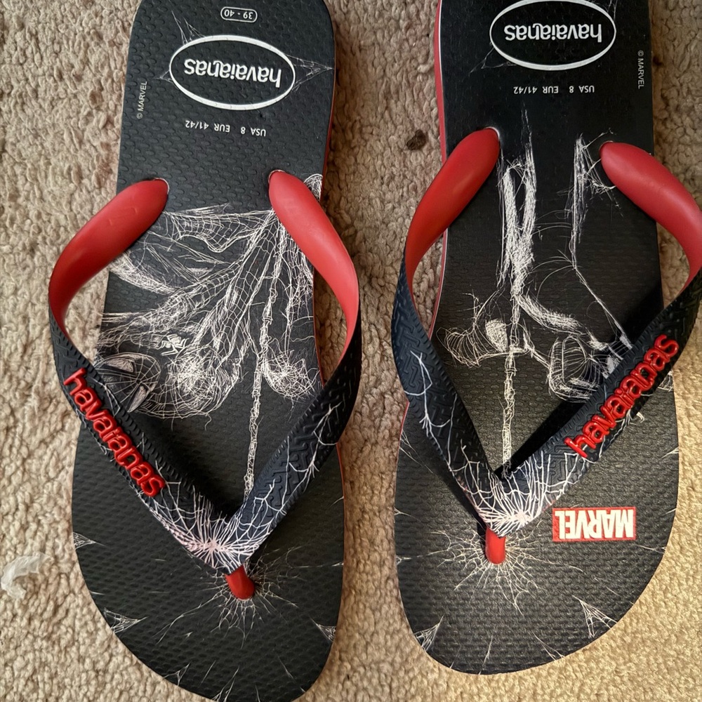Havaianas Marvel Black and Red Flip Flops
